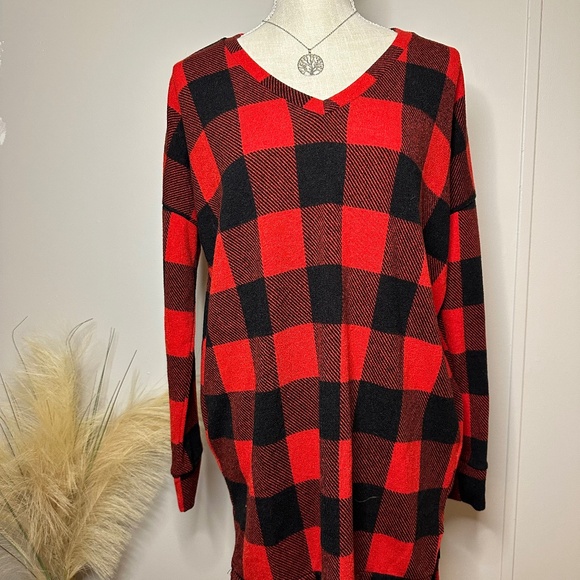 Tunic Long Sleeve Plaid - Picture 1 of 5